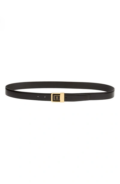 Saint Laurent Ysl Buckle Leather Belt In Nero/ Nero