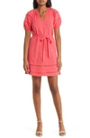 Boden Embroidered Inset Fit & Flare Cotton Dress In Pop Peony