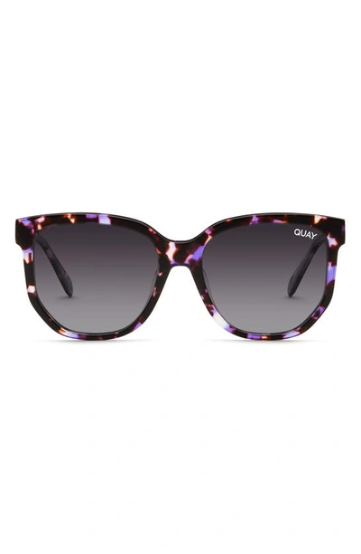 Quay Coffee Run 56mm Polarized Cat Eye Sunglasses In Purple Tort/ Smoke Polarized