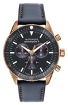 MOVADO HERITAGE CALENDOPLAN CHRONOGRAPH LEATHER STRAP WATCH, 42MM