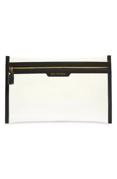 Anya Hindmarch Loose Pocket Big Things Leather-trimmed Tpu Clutch In Clear,marine