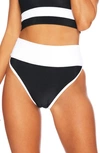 Beach Riot Emmy High-waist Bikini Bottoms In Black/ White