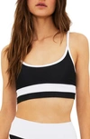 Beach Riot Eva Ribbed Colorblock Swim Top In Black/ White