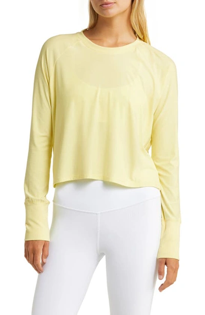 Beyond Yoga Featherweight Long Sleeve T-shirt In Powder Lemon Heather