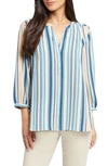 Nydj High-low Crepe Blouse In Hilltop Stripe