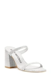 Stuart Weitzman Flareblock 85 Slide Sandal In Silver