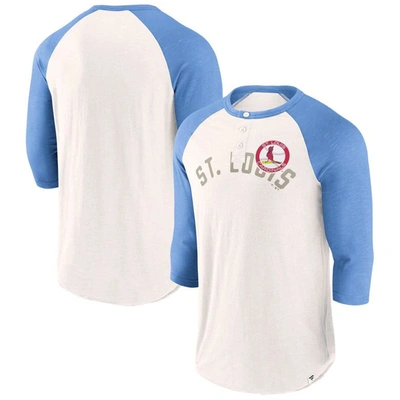Fanatics Branded White/light Blue St. Louis Cardinals Backdoor Slider Raglan 3/4-sleeve T-shirt In White,light Blue