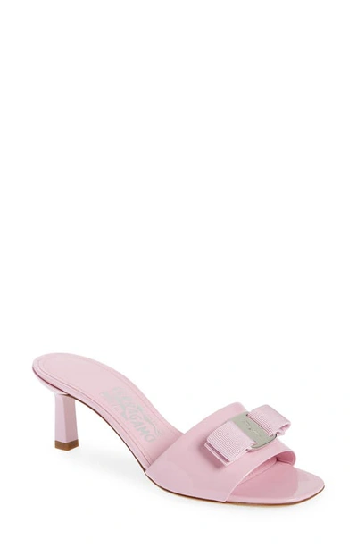 Ferragamo Women's Glo Patent Leather Mule Sandals In Pink,beige