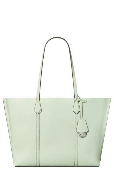 Tory Burch Perry Triple Compartment Leather Tote In Meadow Mist