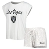 Concepts Sport Women's  White, Cream Las Vegas Raiders Montana Knit T-shirt And Shorts Sleep Set In White