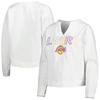 Concepts Sport Women's  White Los Angeles Lakers Sunray Notch Neck Long Sleeve T-shirt In White
