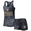 Concepts Sport Charcoal New Orleans Saints Billboard Scoop Neck Racerback Tank And Shorts Sleep Set In Charcoal