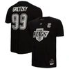 MITCHELL & NESS MITCHELL & NESS WAYNE GRETZKY BLACK LOS ANGELES KINGS CAPTAIN PATCH NAME & NUMBER T-SHIRT
