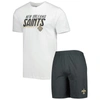 Concepts Sport Men's  Charcoal, White New Orleans Saints Downfield T-shirt And Shorts Sleep Set In Charcoal