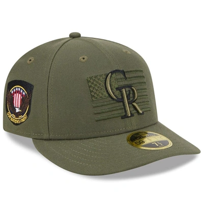 NEW ERA NEW ERA  GREEN COLORADO ROCKIES 2023 ARMED FORCES DAY LOW PROFILE 59FIFTY FITTED HAT