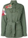 SAINT LAURENT FLOWER EMBROIDERED MILITARY PARKA JACKET,471325Y907O12097708