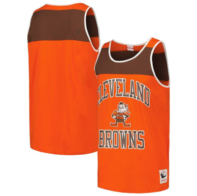 Mitchell & Ness Men's  Orange, Brown Cleveland Browns Heritage Colorblock Tank Top In Orange,brown