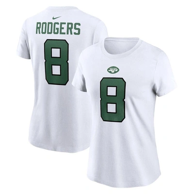 NIKE NIKE AARON RODGERS WHITE NEW YORK JETS PLAYER NAME & NUMBER T-SHIRT