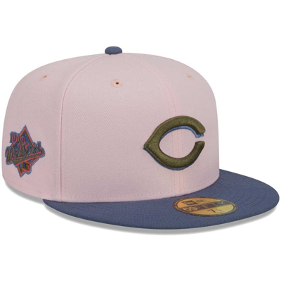 New Era Men's  Pink, Blue Cincinnati Reds Olive Undervisor 59fifty Fitted Hat In Pink,blue