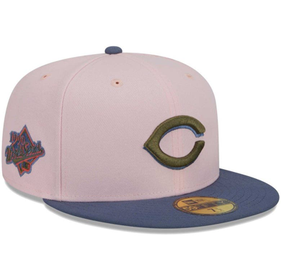 New Era Men's  Pink, Blue Cincinnati Reds Olive Undervisor 59fifty Fitted Hat