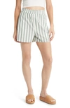Madewell Stripe Cotton Poplin Paperbag Waist Shorts In Simply Sage