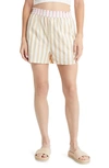 Madewell Stripe Cotton Poplin Paperbag Waist Shorts In Ochre Fresco