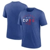 NIKE NIKE  HEATHER ROYAL CHICAGO CUBS REWIND REVIEW SLASH TRI-BLEND T-SHIRT