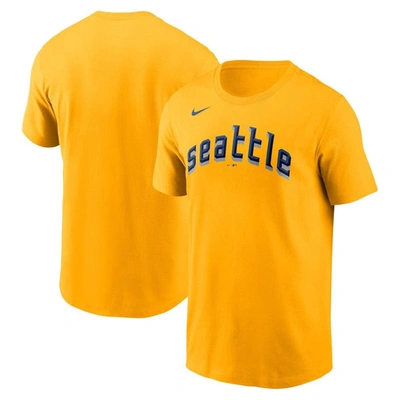 Nike Gold Seattle Mariners 2023 City Connect Wordmark T-shirt