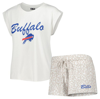 CONCEPTS SPORT CONCEPTS SPORT WHITE/CREAM BUFFALO BILLS MONTANA KNIT T-SHIRT & SHORTS SLEEP SET