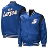 Starter Royal Kyle Larson Force Play Full-snap Varsity Jacket In Royal