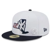 New Era Men's  White And Navy New York Yankees State 59fifty Fitted Hat In White