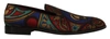 DOLCE & GABBANA DOLCE & GABBANA MULTICOLOR JACQUARD CROWN SLIPPERS LOAFERS MEN'S SHOES