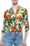ALICE AND OLIVIA ELOISE TROPICAL PRINT BLOUSE