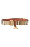 Burberry Check Dog Collar In V Check/ Briar Brown