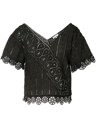 Opening Ceremony Anglaise Popover Embroidered Top, Black