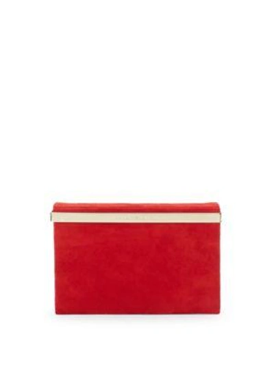 Charlotte Olympia Vanity Suede Mirror Clutch In Red