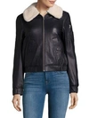 SEE BY CHLOÉ Fur Collar Leather Bomber Jacket
