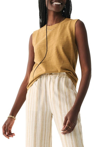 Faherty Sunwashed Slub Muscle Tank In Dull Gold