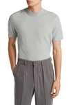 Open Edit Mock Neck Short Sleeve Sweater In Grey Heather