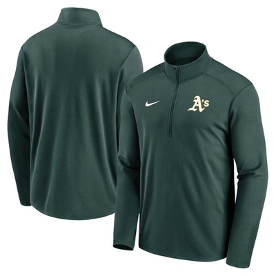NIKE NIKE GREEN OAKLAND ATHLETICS AGILITY PACER LIGHTWEIGHT PERFORMANCE HALF-ZIP TOP