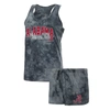 CONCEPTS SPORT CONCEPTS SPORT CHARCOAL ALABAMA CRIMSON TIDE BILLBOARD TIE-DYE TANK AND SHORTS SLEEP SET