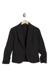 Atelier Luxe Ruched Sleeve Jacquard Blazer In Black