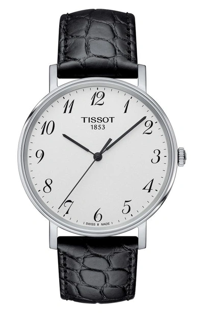 Tissot Everytime Leather Strap Watch, 38mm In White/black