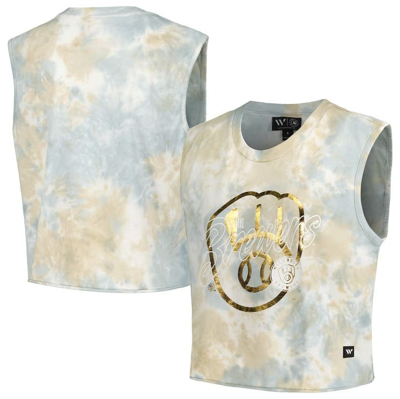 The Wild Collective White Milwaukee Brewers Washed Muscle Tank Top