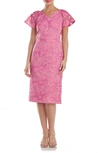 Js Collections Natasha Embroidered Flutter Sleeve Cocktail Dress In Heather Rose