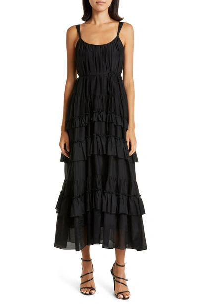 Cinq À Sept Kandra Tiered Skirt Maxi Dress In Black