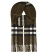 Burberry Giant Icon Check Cashmere Scarf In Olive Green