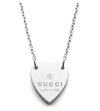 GUCCI GUCCI WOMEN'S SILVER TRADEMARK STERLING SILVER HEART PENDANT NECKLACE,49602425