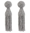 Oscar De La Renta Classic Short Tassel Drop Clip Earrings In Silver