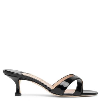 Manolo Blahnik Callamu Snake Slide Sandals In Black